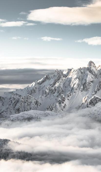 Winter landscape of the Dolomites of Sesto